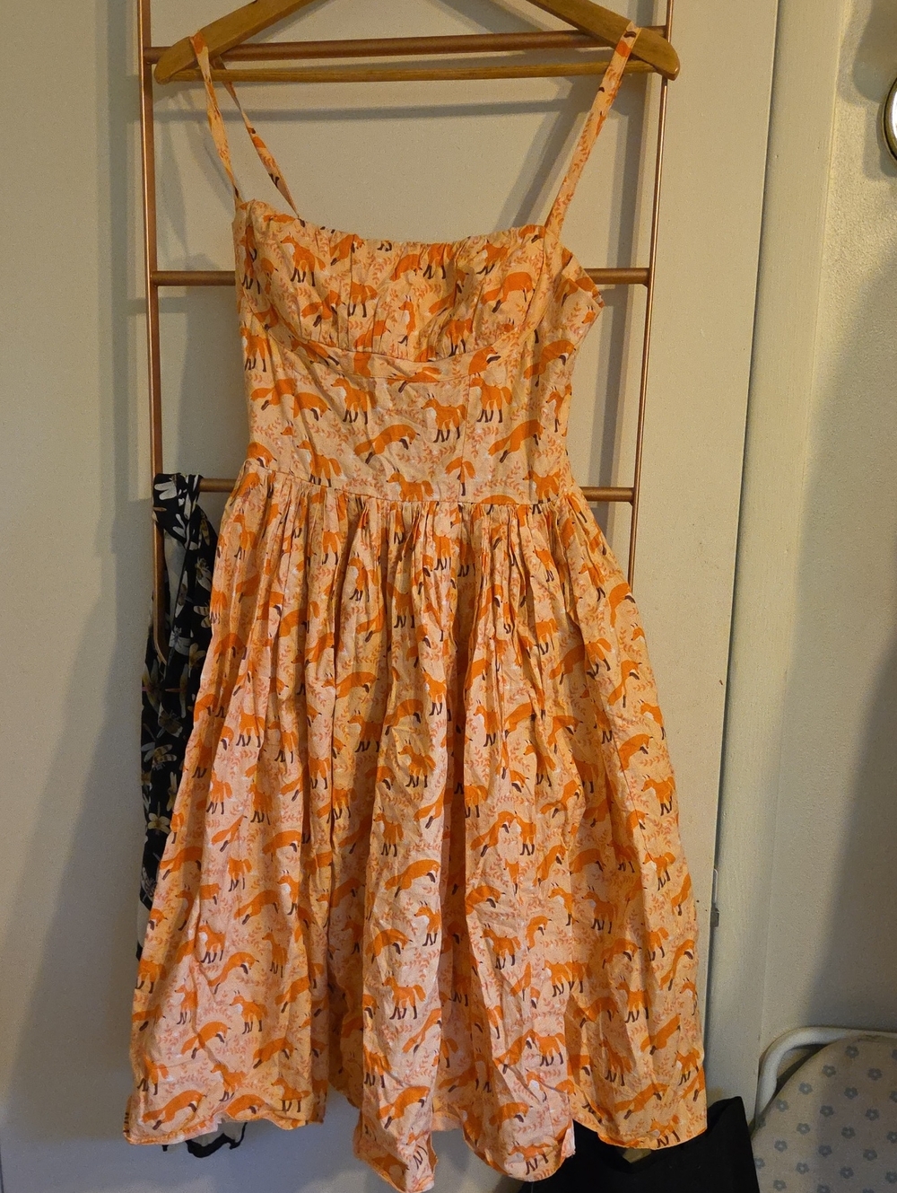 RARE Bernie Dexter Paris Orange Fox Print Sundress